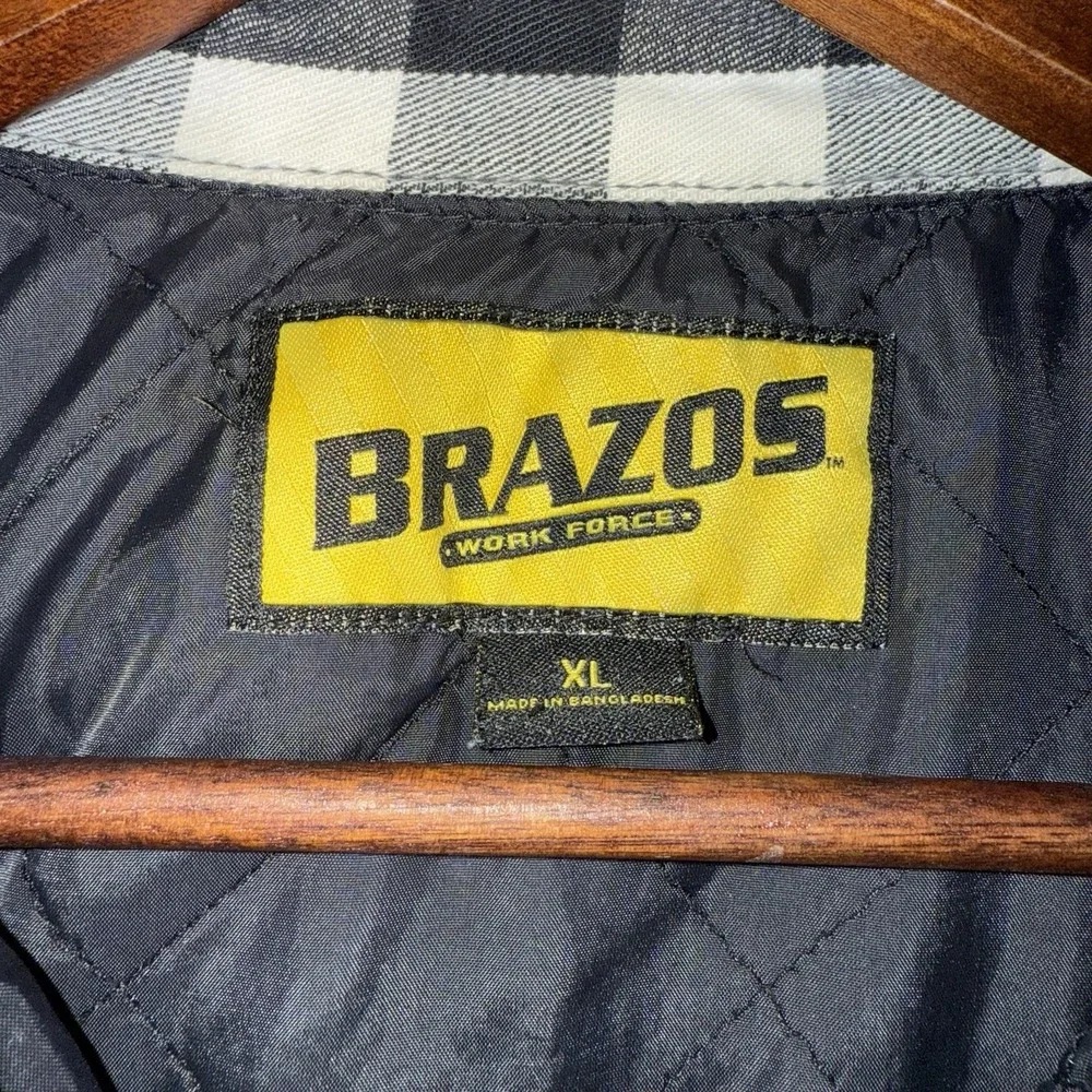 Brazos Work Force Men's‎ Black/white Plaid Flannel Jacket Shirt XL Quilted Lined